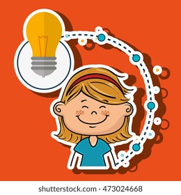 girl cartoon idea icon vector illustration design