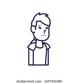 Girl cartoon with runny nose line style icon design of Medical care health emergency aid exam clinic and patient theme Vector illustration