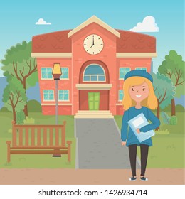 Girl cartoon of school design