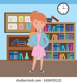 Girl cartoon of school design