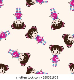 girl cartoon , cartoon seamless pattern background