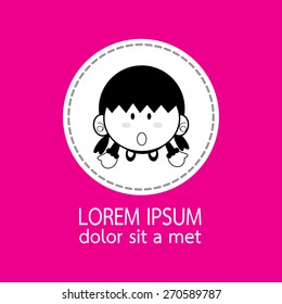 girl cartoon showing thumbs up on pink background : top view : logo vector