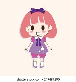 girl cartoon theme elements vector,eps