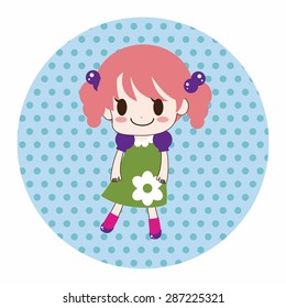 girl cartoon theme elements vector,eps