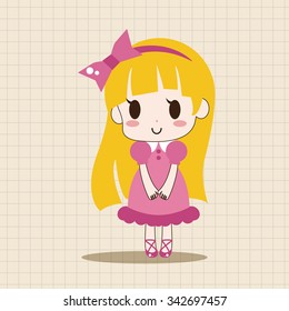 girl cartoon theme elements vector,eps
