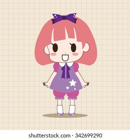 girl cartoon theme elements vector,eps