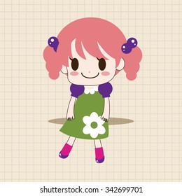 girl cartoon theme elements vector,eps