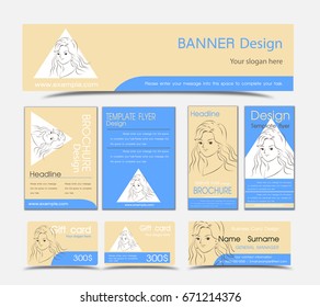 girl cartoon vector drawn template design set
