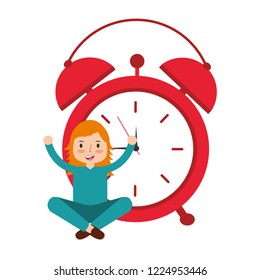 girl cartoon wake up clock alarm