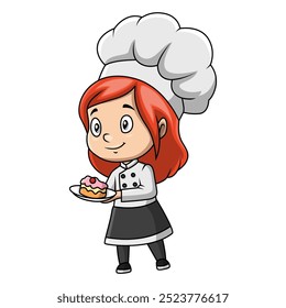 girl cartoon wearing costume chef