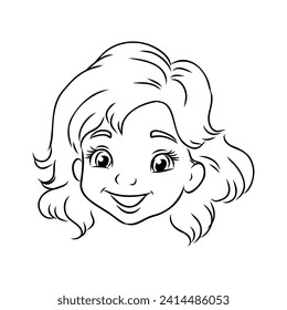 Girl cartoon,vector illustration isolated on white background,coloring book pages.