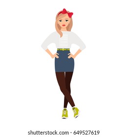 Girl in casual style isolated vector illustration on white background