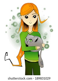 girl with cat