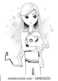 girl with cat