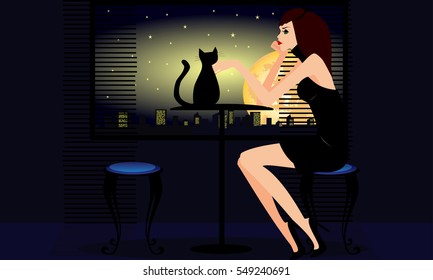 Girl with a cat