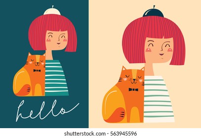 Girl and cat