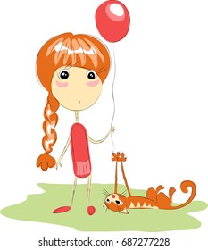 girl with a cat