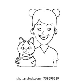 Girl with cat