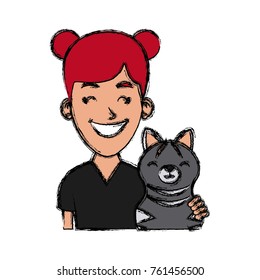 Girl with cat