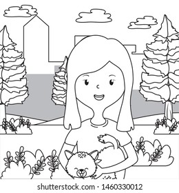 Girl with cat cartoon design