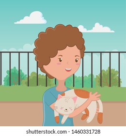 Girl with cat cartoon design