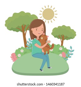 Girl with cat cartoon design