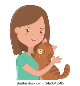 Girl with cat cartoon design