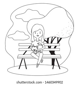 Girl with cat cartoon design