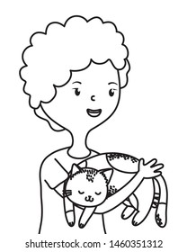 Girl with cat cartoon design