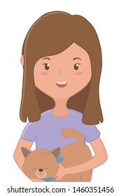 Girl with cat cartoon design
