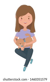 Girl with cat cartoon design