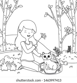 Girl with cat cartoon design