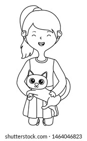 Girl with cat cartoon design