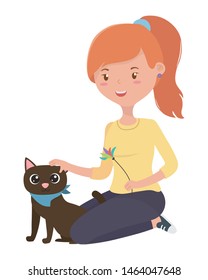 Girl with cat cartoon design