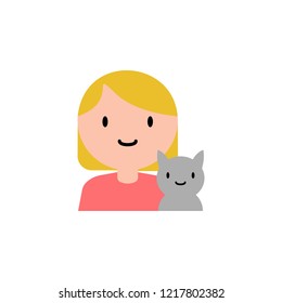 girl, cat cartoon icon. Element of family cartoon icon for mobile concept and web apps. Detailed girl, cat icon can be used for web and mobile