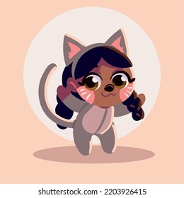 girl in cat costume halloween, design
