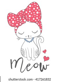 Girl cat vector design.Cartoon character.