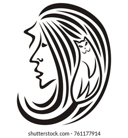Girl cat. Vector illustration.