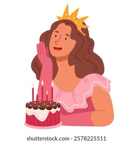 Girl celebrates her birthday in pink.