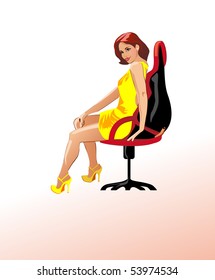 girl in the chair. Vector.