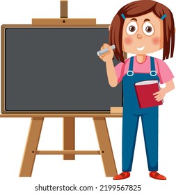 A girl with chalkboard illustration