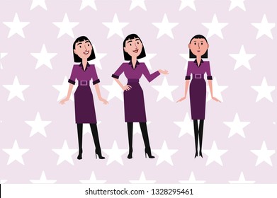 girl character for animation set, different poses