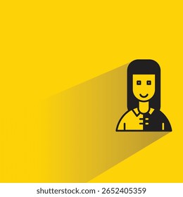 girl character avatar with shadow on yellow background