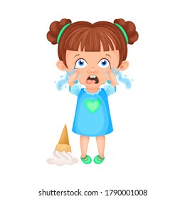 Llorar a personaje femenino por la ilustración de un vector helado caído