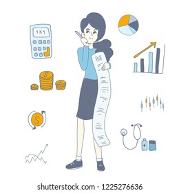 Girl character design of vector.