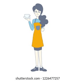 girl character design of vector. doodle art style.
