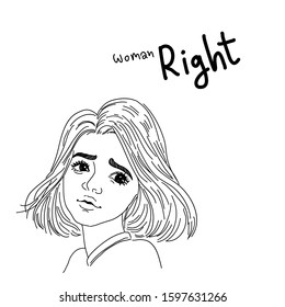Girl character design of vector. Doodle style.