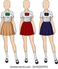 Girl Character High School Student In School Uniform Vector