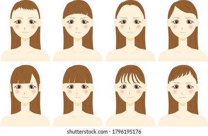 Girl character illustrations with various hair style.