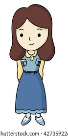 A girl character with long beautiful dress.